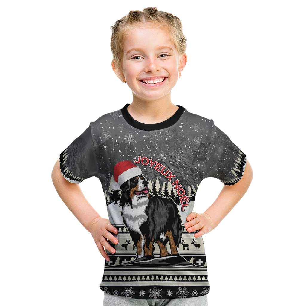 Switzerland Christmas Bernese Mountain Dog Kid T Shirt Joyeux Noel - Wonder Print Shop