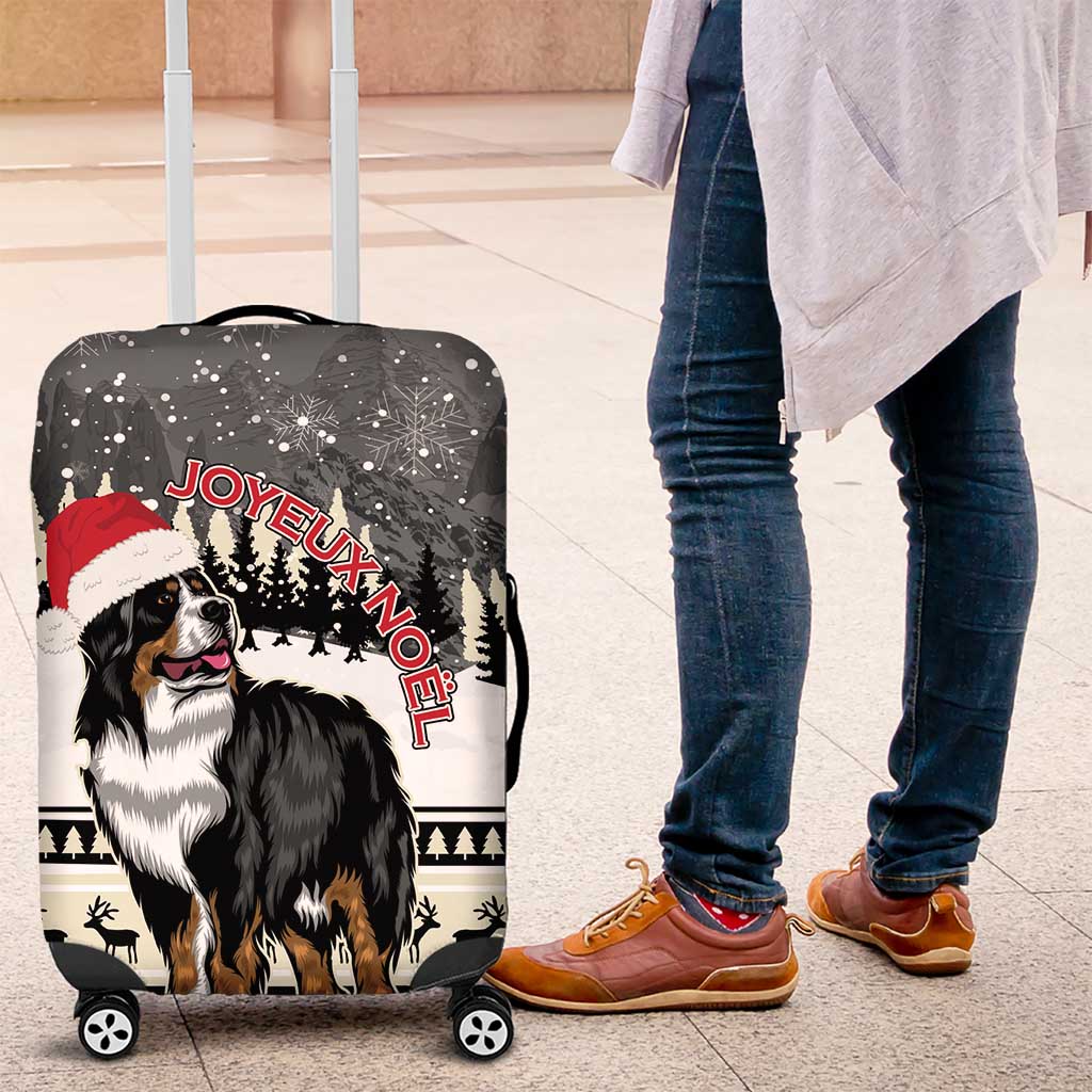 Switzerland Christmas Bernese Mountain Dog Luggage Cover Joyeux Noel - Wonder Print Shop