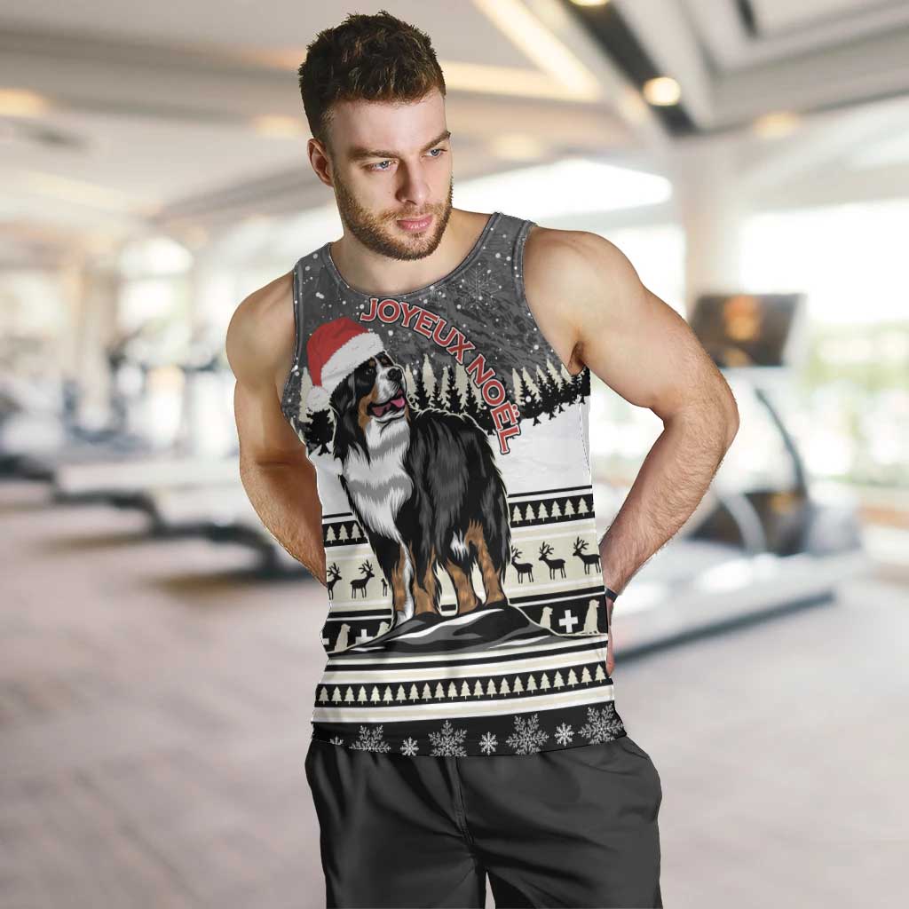 Switzerland Christmas Bernese Mountain Dog Men Tank Top Joyeux Noel - Wonder Print Shop