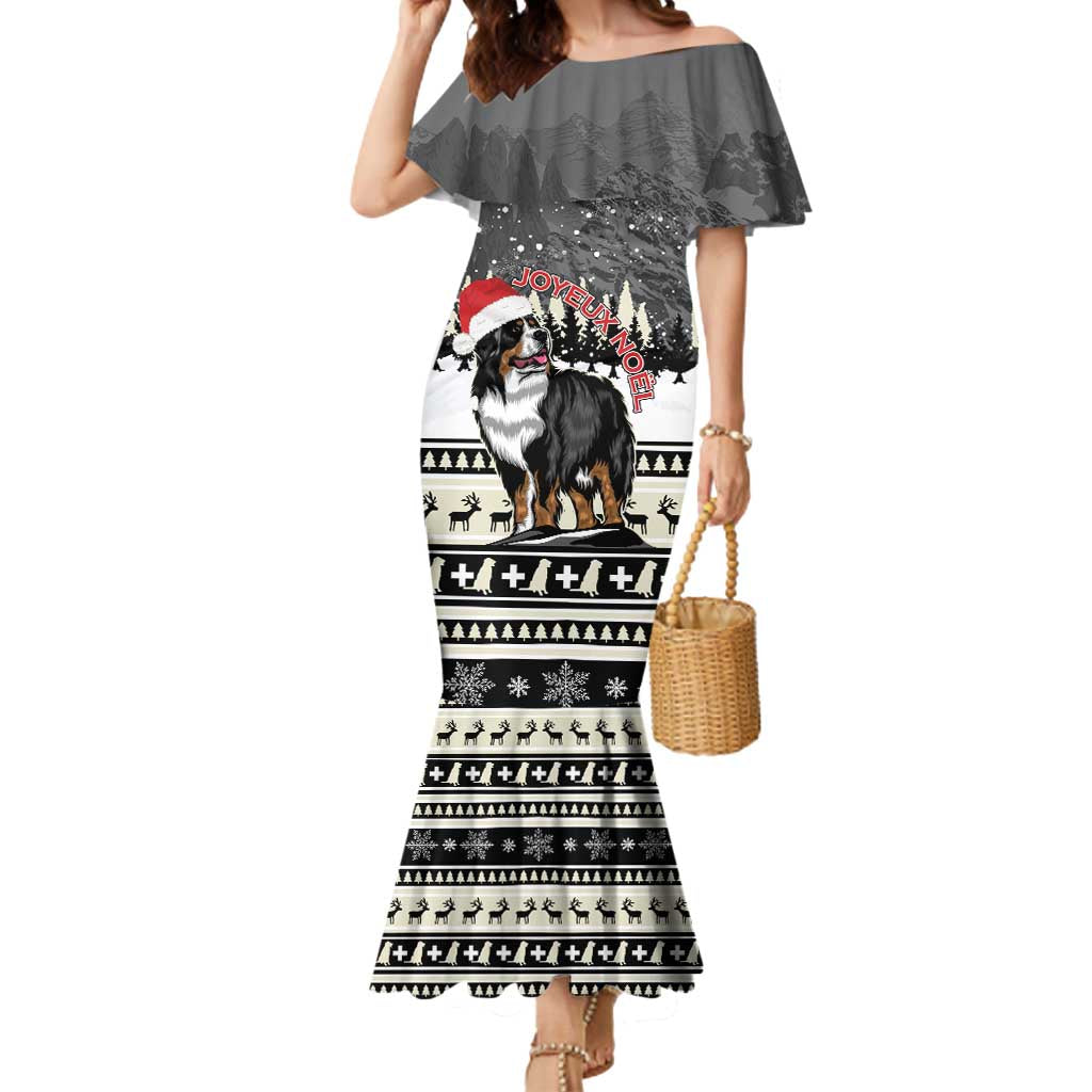 Switzerland Christmas Bernese Mountain Dog Mermaid Dress Joyeux Noel - Wonder Print Shop