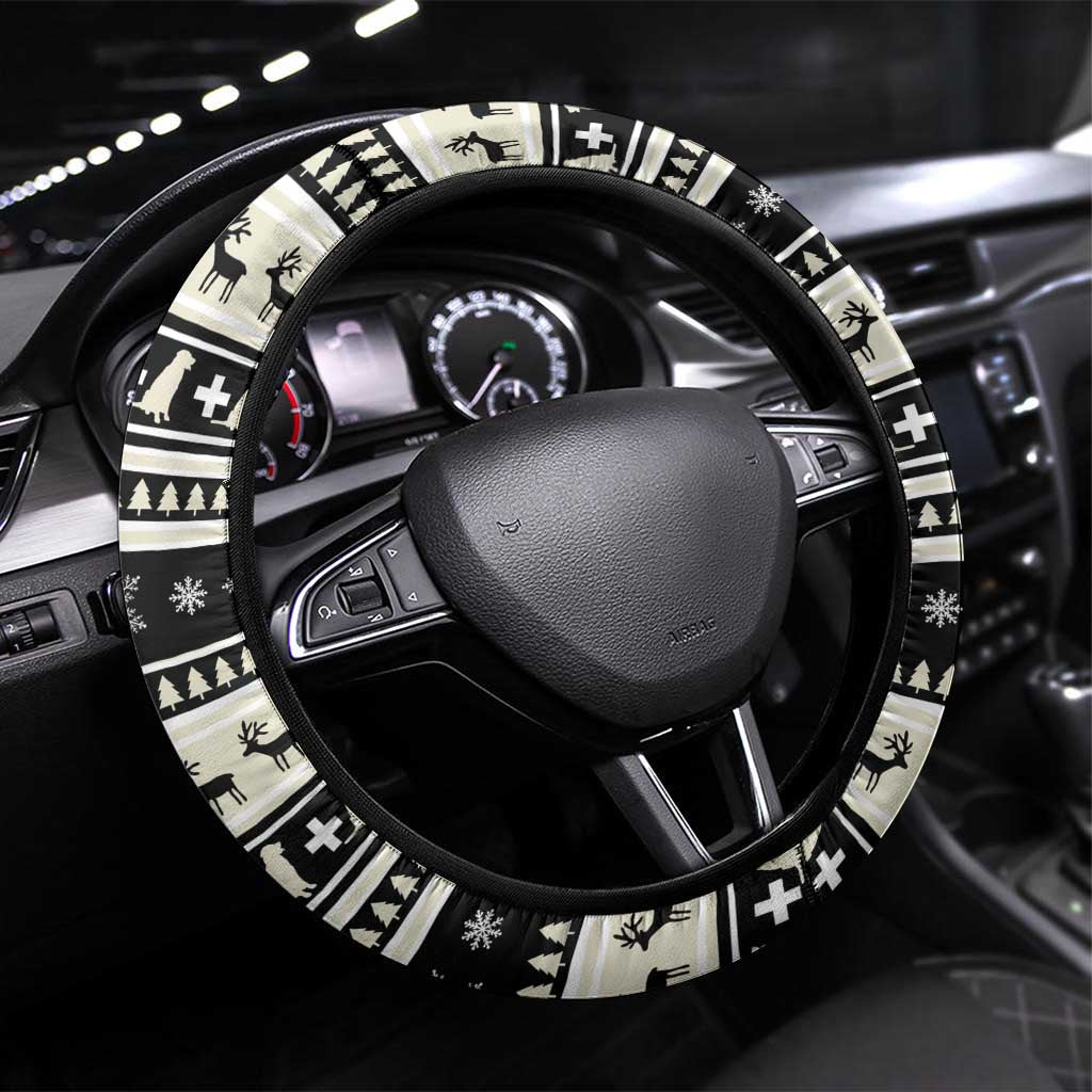 Switzerland Christmas Bernese Mountain Dog Steering Wheel Cover Joyeux Noel