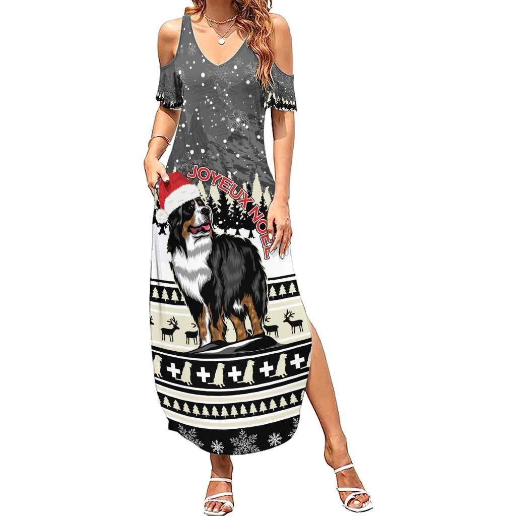 Switzerland Christmas Bernese Mountain Dog Summer Maxi Dress Joyeux Noel