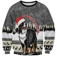 Unisex Bernese mountain dog Christmas sweatshirt, Joyeux Noel graphic, Santa hat