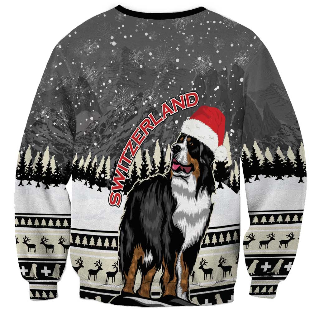 Unisex Bernese mountain dog Christmas sweatshirt, Switzerland text, Santa hat