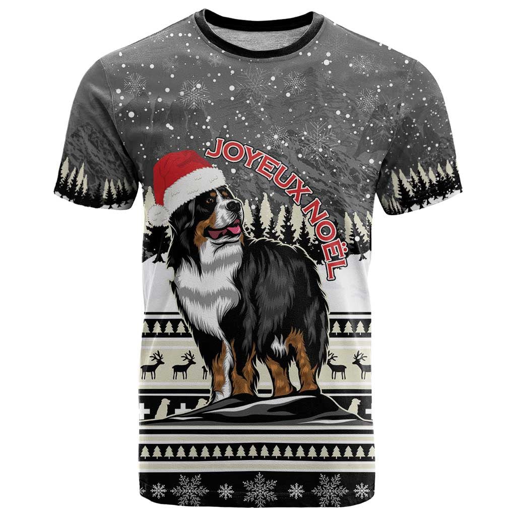 Switzerland Christmas Bernese Mountain Dog T Shirt Joyeux Noel