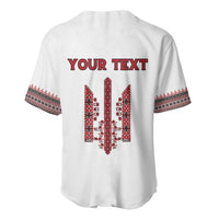 Personalized Ukrainian Trident Baseball Jersey White Tryzub Vyshyvanka Pattern - Wonder Print Shop