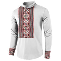 Personalized Ukrainian Trident Button Sweatshirt White Tryzub Vyshyvanka Pattern - Wonder Print Shop