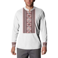 Personalized Ukrainian Trident Button Sweatshirt White Tryzub Vyshyvanka Pattern - Wonder Print Shop