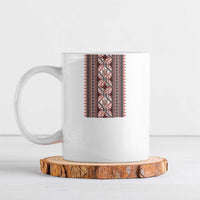 Ukrainian Trident Ceramic Mug White Tryzub Vyshyvanka Pattern - Wonder Print Shop