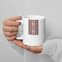 Ukrainian Trident Ceramic Mug White Tryzub Vyshyvanka Pattern - Wonder Print Shop
