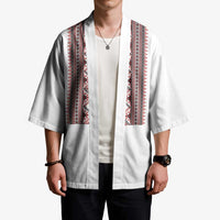 Personalized Ukrainian Trident Kimono White Tryzub Vyshyvanka Pattern - Wonder Print Shop
