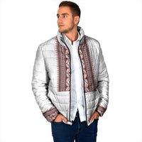 Personalized Ukrainian Trident Padded Jacket White Tryzub Vyshyvanka Pattern - Wonder Print Shop