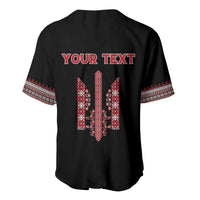 Personalized Ukrainian Trident Baseball Jersey Black Tryzub Vyshyvanka Pattern - Wonder Print Shop