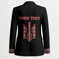 Personalized Ukrainian Trident Blazer Black Tryzub Vyshyvanka Pattern - Wonder Print Shop