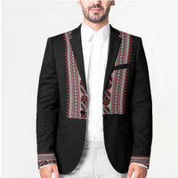 Personalized Ukrainian Trident Blazer Black Tryzub Vyshyvanka Pattern - Wonder Print Shop