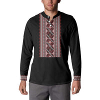 Personalized Ukrainian Trident Button Sweatshirt Black Tryzub Vyshyvanka Pattern - Wonder Print Shop