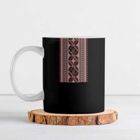Ukrainian Trident Ceramic Mug Black Tryzub Vyshyvanka Pattern - Wonder Print Shop
