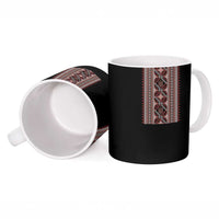 Ukrainian Trident Ceramic Mug Black Tryzub Vyshyvanka Pattern - Wonder Print Shop