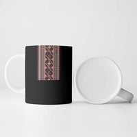 Ukrainian Trident Ceramic Mug Black Tryzub Vyshyvanka Pattern - Wonder Print Shop
