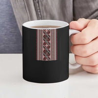 Ukrainian Trident Ceramic Mug Black Tryzub Vyshyvanka Pattern - Wonder Print Shop