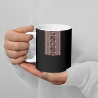 Ukrainian Trident Ceramic Mug Black Tryzub Vyshyvanka Pattern - Wonder Print Shop