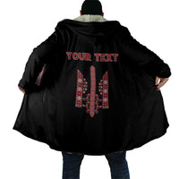 Personalized Ukrainian Trident Cloak Black Tryzub Vyshyvanka Pattern - Wonder Print Shop