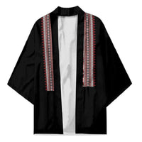 Personalized Ukrainian Trident Kimono Black Tryzub Vyshyvanka Pattern - Wonder Print Shop
