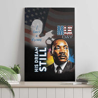 MLK Day canvas wall art with portrait of Martin Luther King Jr., American flag and “I have a dream”