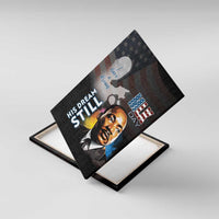 MLK Day canvas wall art with Martin Luther King Jr. portrait, “His dream still” and flag graphics