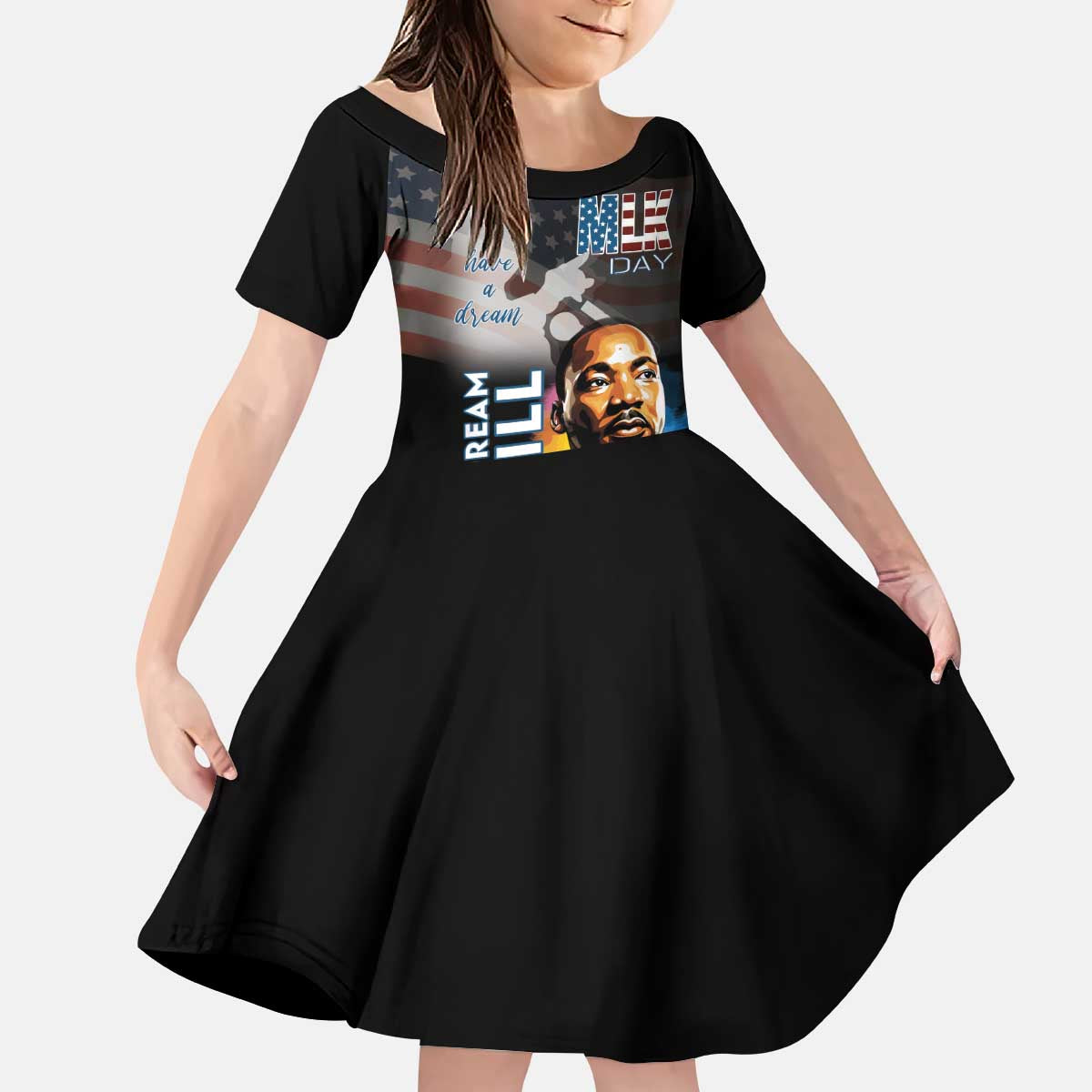 Happy MLK Day Kid Short Sleeve Dress I Have A Dream - His Dream Still - Wonder Print Shop