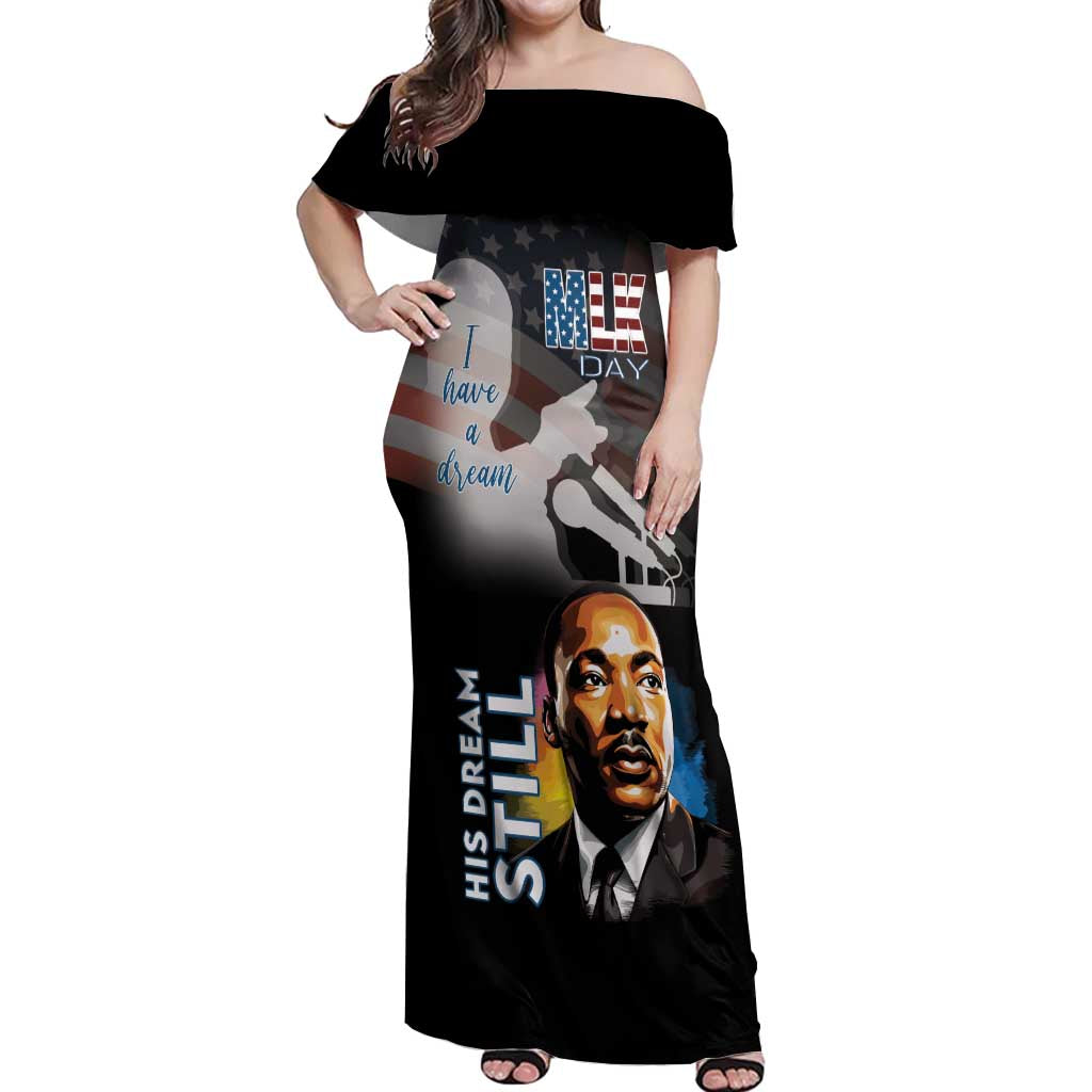 Happy MLK Day Off Shoulder Maxi Dress I Have A Dream - His Dream Still - Wonder Print Shop