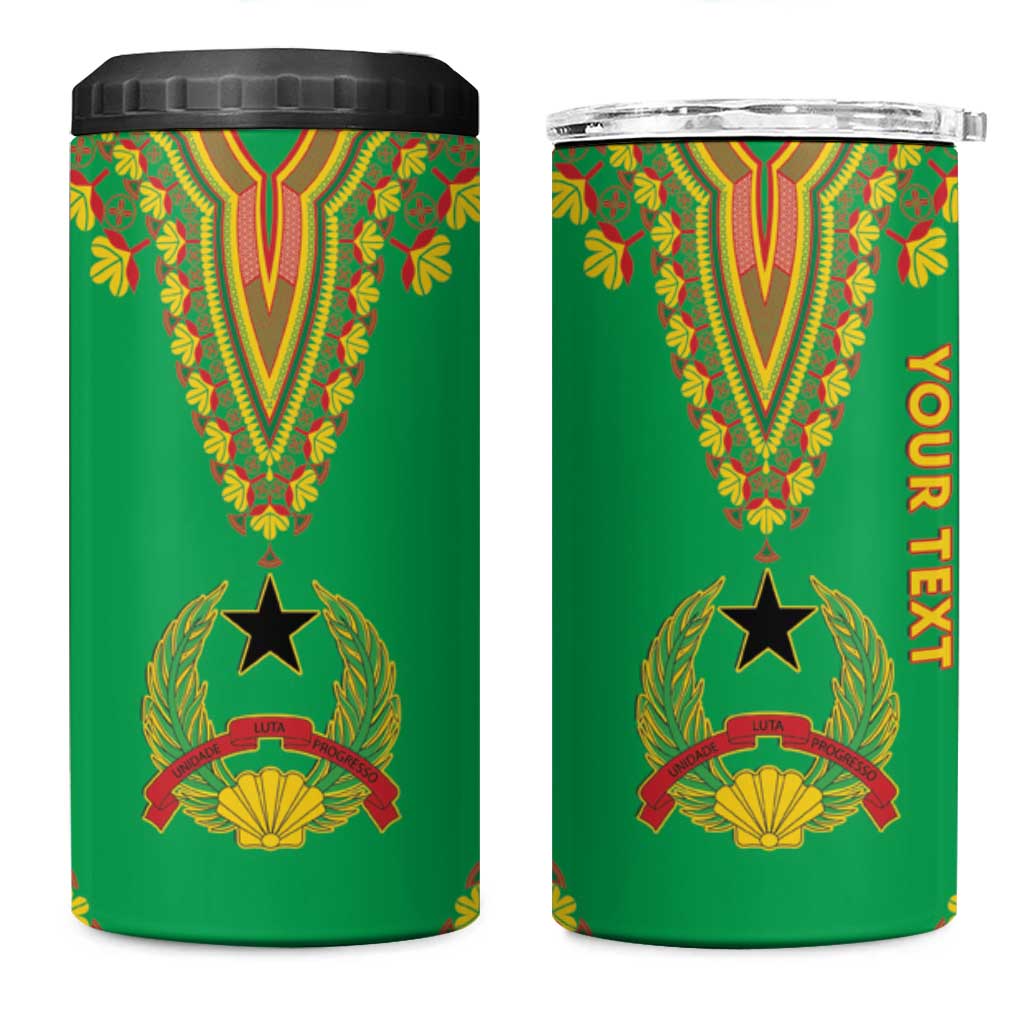 Personalised Guinea Bissau 4 in 1 Can Cooler Tumbler Dashiki Pattern - Wonder Print Shop