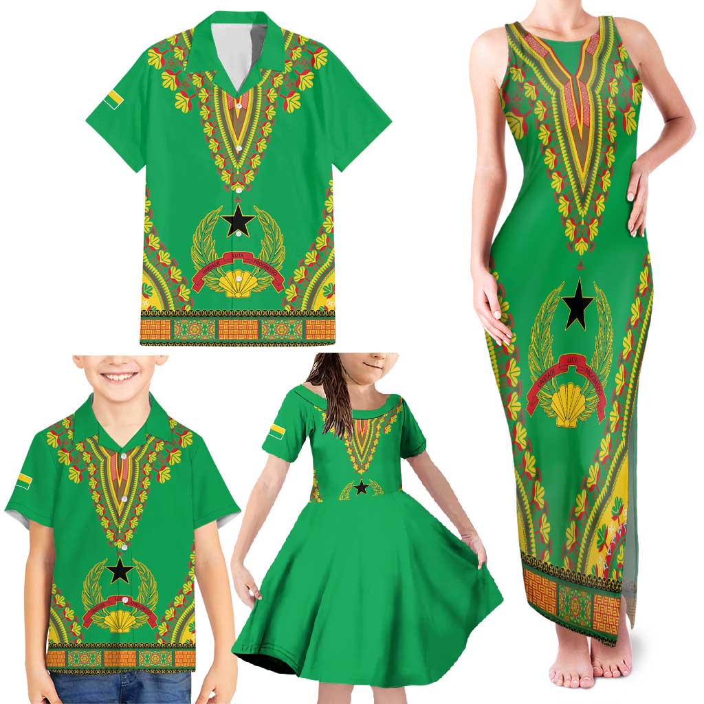 Personalised Guinea Bissau Family Matching Tank Maxi Dress and Hawaiian Shirt Dashiki Pattern - Wonder Print Shop