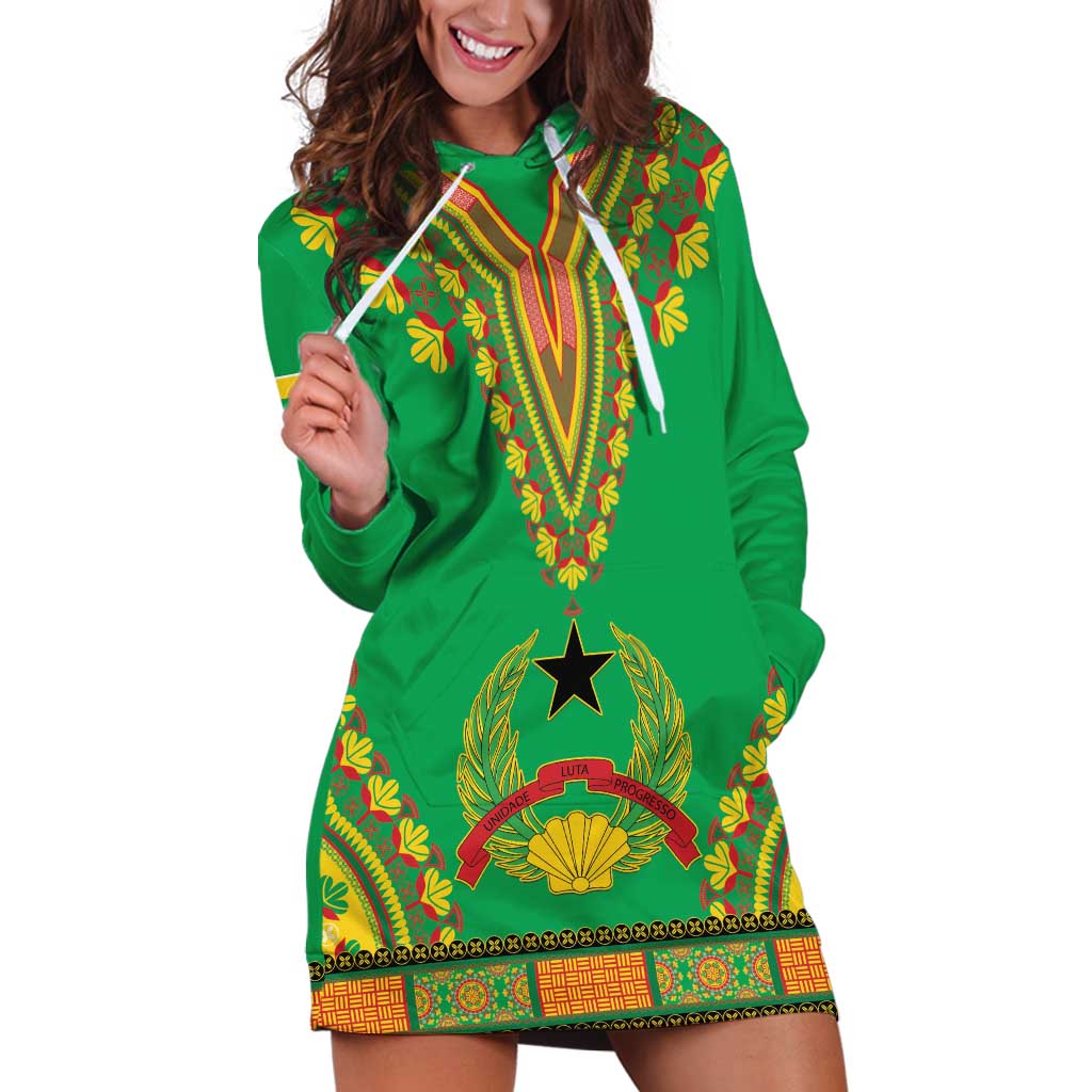 Personalised Guinea Bissau Hoodie Dress Dashiki Pattern - Wonder Print Shop