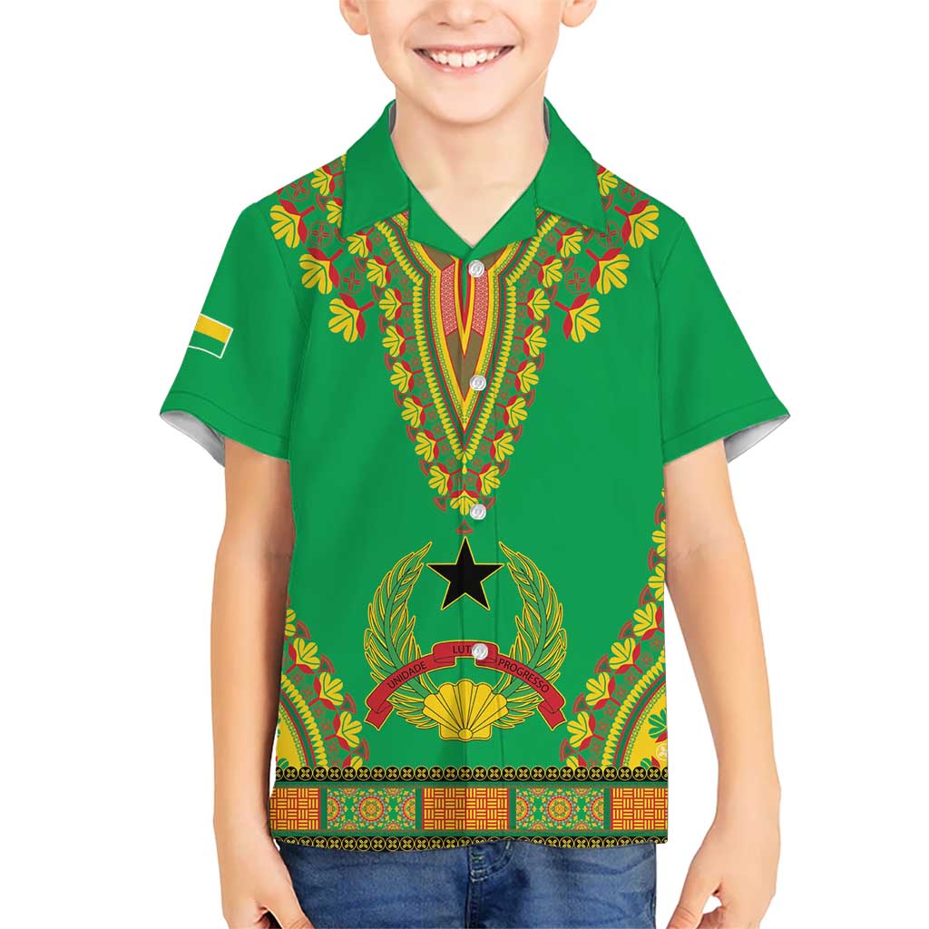 Personalised Guinea Bissau Kid Hawaiian Shirt Dashiki Pattern - Wonder Print Shop