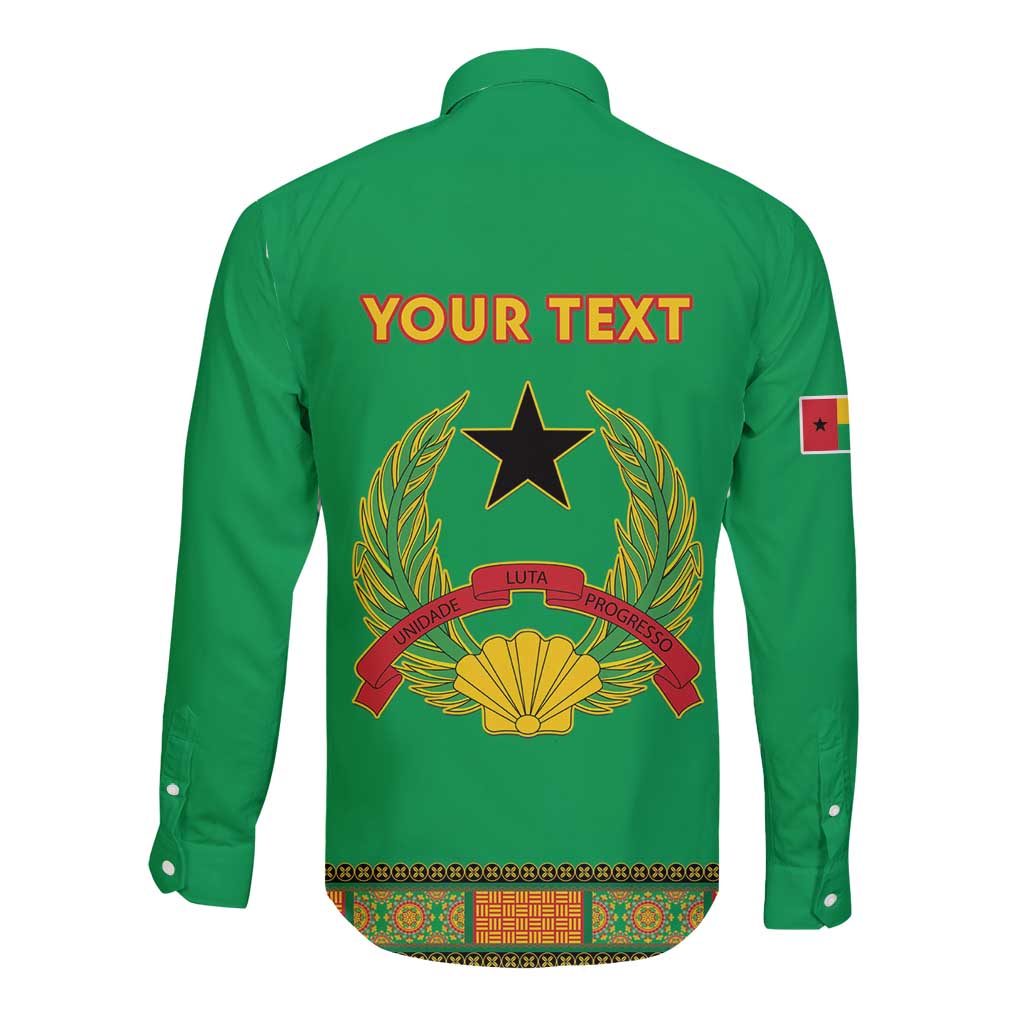 Green long-sleeve button dashiki shirt back with star emblem and custom text