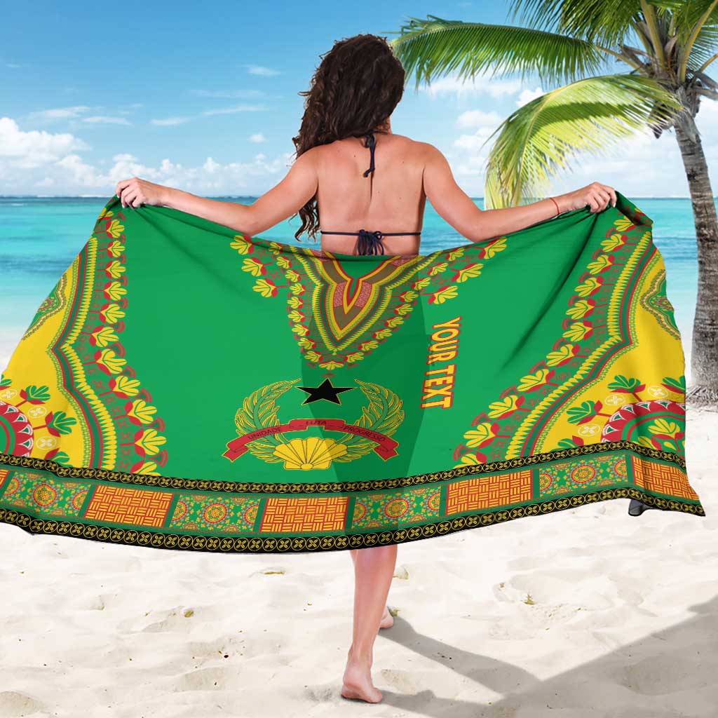 Green dashiki sarong with bold border pattern and YOUTREX logo on back