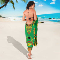 Green dashiki sarong featuring the YOUTREX logo with ornate floral border