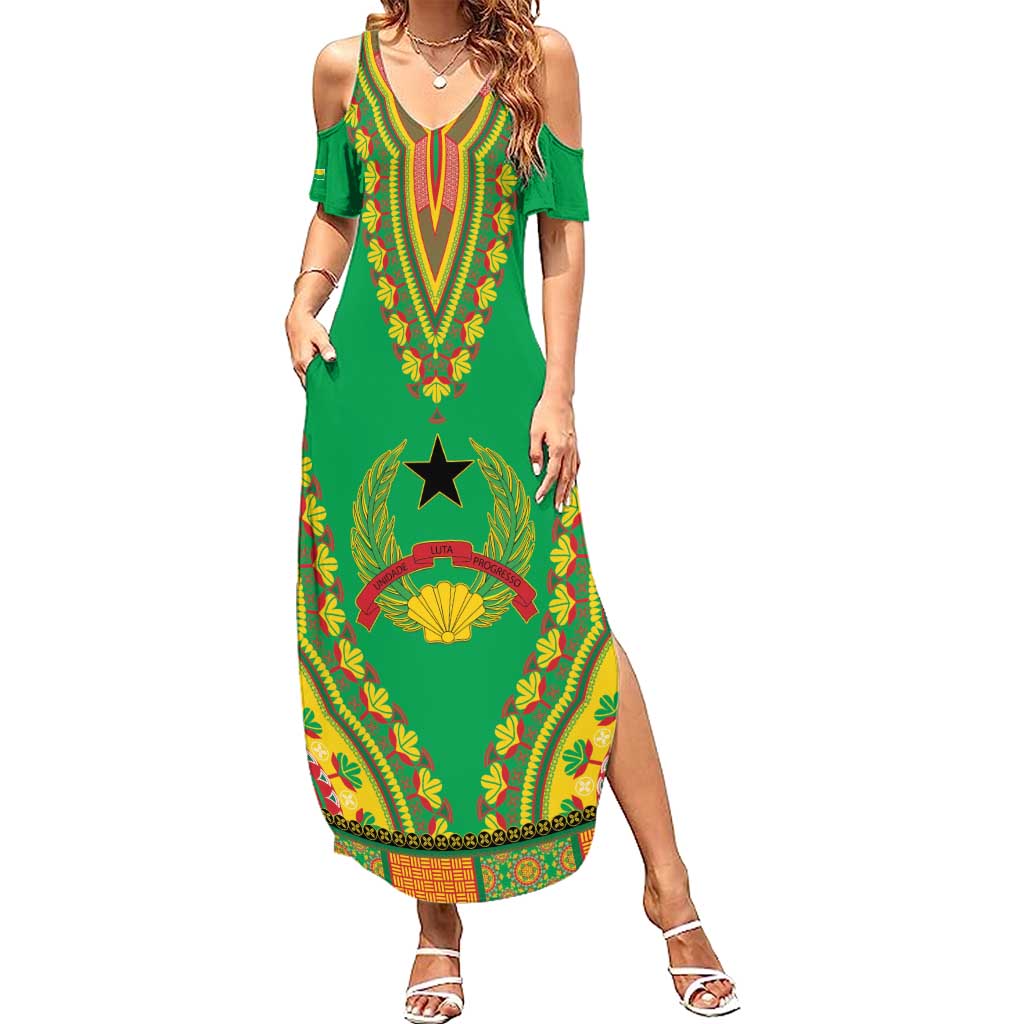 Personalised Guinea Bissau Summer Maxi Dress Dashiki Pattern - Wonder Print Shop