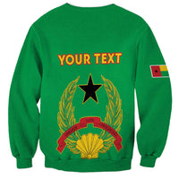 Green unisex sweatshirt back with crest star, ribbon, and 'YOUR TEXT'