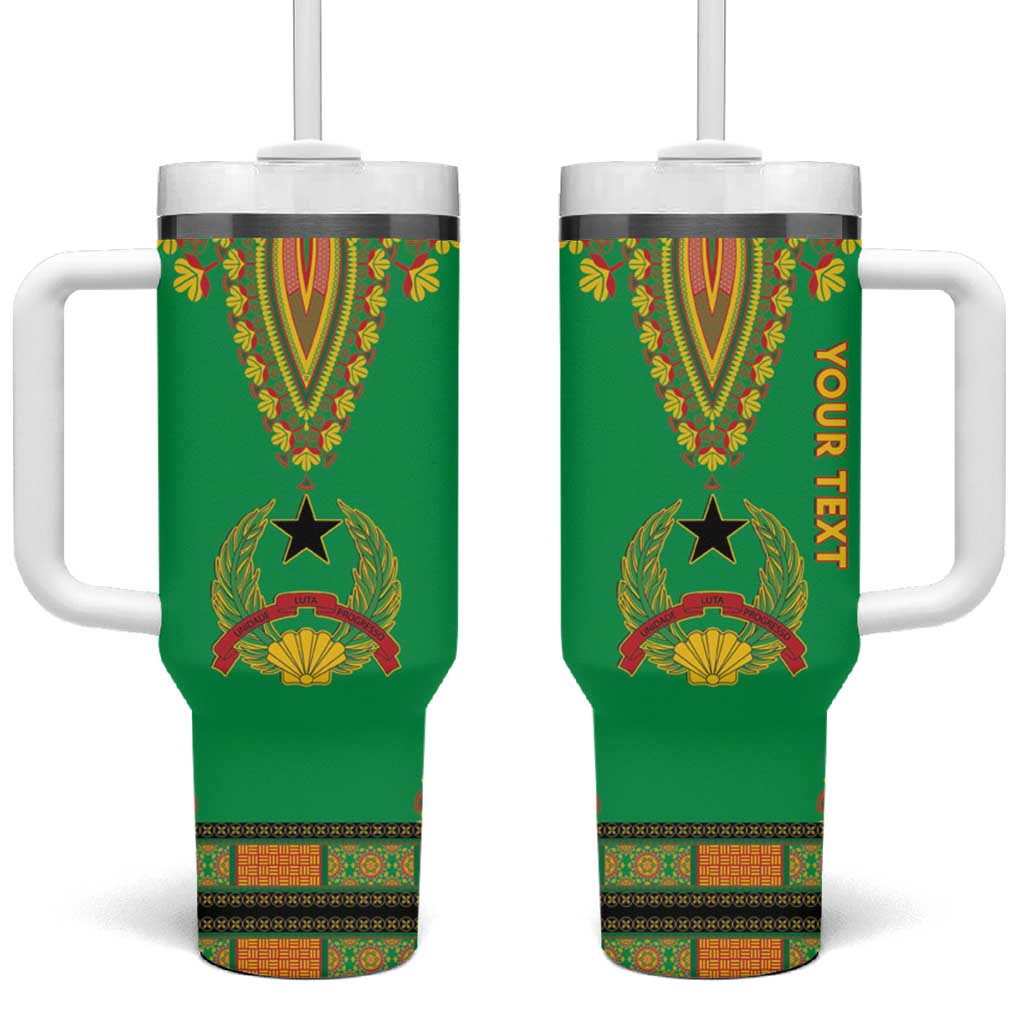 Personalised Guinea Bissau Tumbler With Handle Dashiki Pattern - Wonder Print Shop