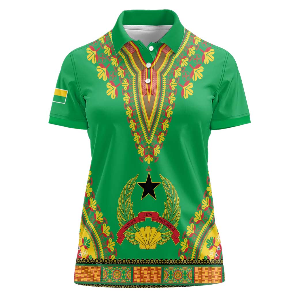 Personalised Guinea Bissau Women Polo Shirt Dashiki Pattern - Wonder Print Shop