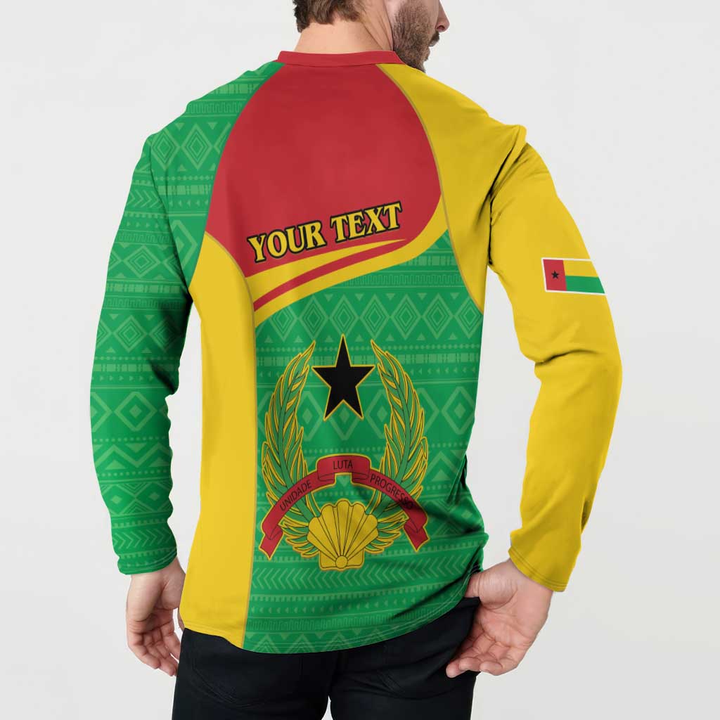 Back button-collar sweatshirt with 'YOUR TEXT' and coat-of-arms crest graphic