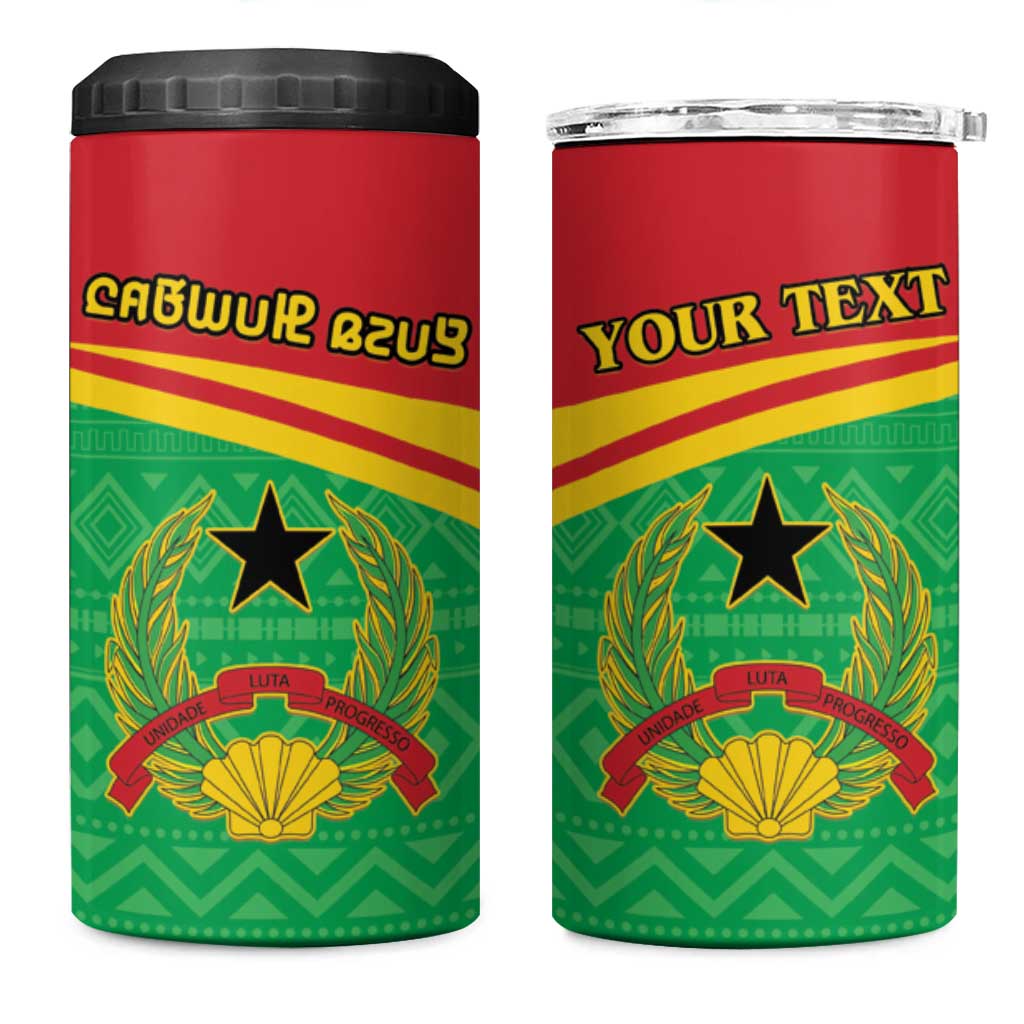 Personalised Guinea Bissau 4 in 1 Can Cooler Tumbler Coat Of Arms - African Pattern - Wonder Print Shop