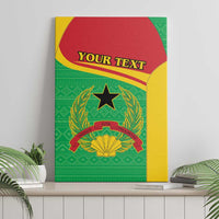 Framed Guinea Bissau canvas wall art, green flag layout with star, wreath and ribbon