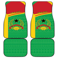 Green car floor mat set with coat of arms design, yellow borders, front and rear mats