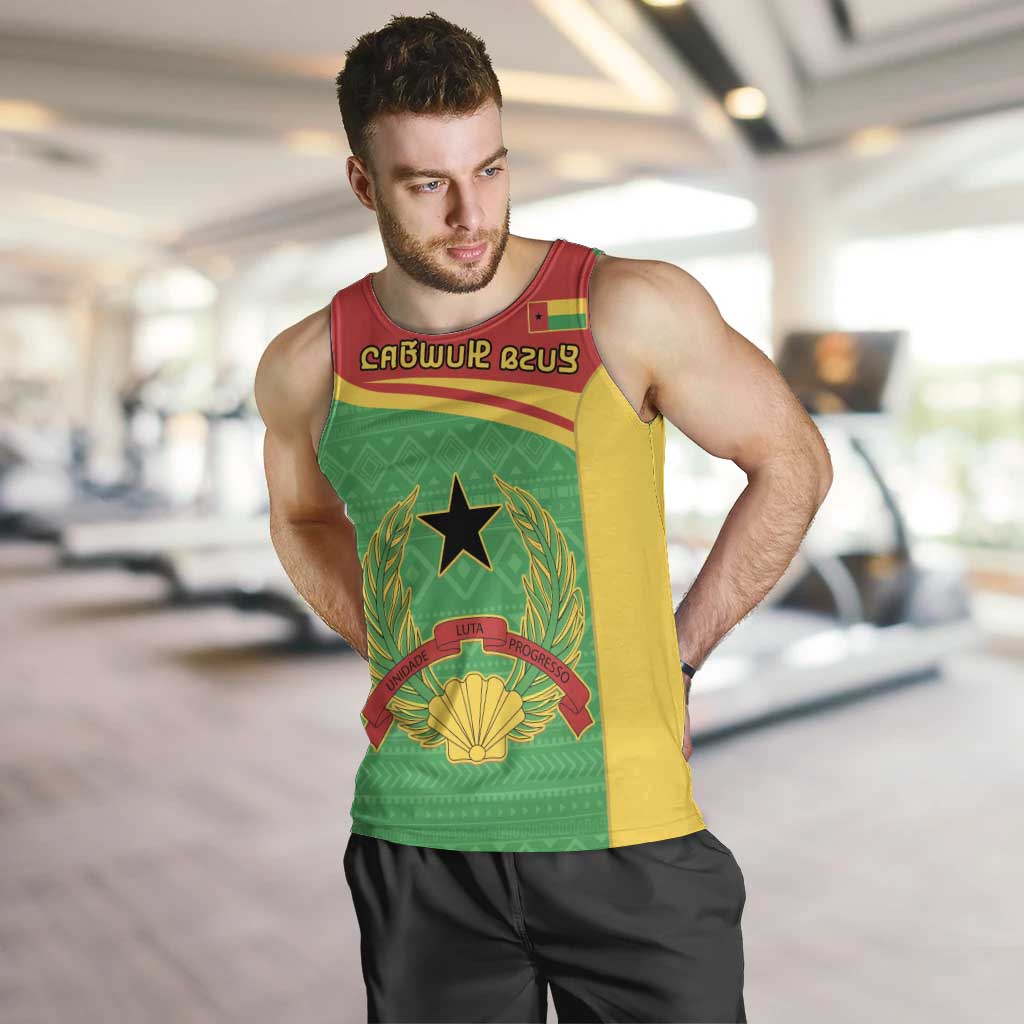 Personalised Guinea Bissau Men Tank Top Coat Of Arms - African Pattern