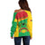 Personalised Guinea Bissau Off Shoulder Sweater Coat Of Arms - African Pattern - Wonder Print Shop