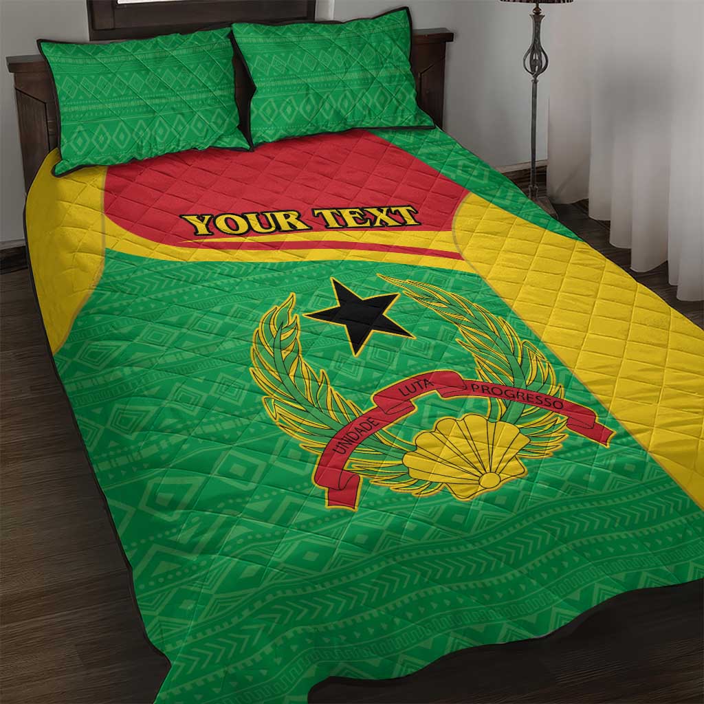 Personalised Guinea Bissau Quilt Bed Set Coat Of Arms - African Pattern - Wonder Print Shop