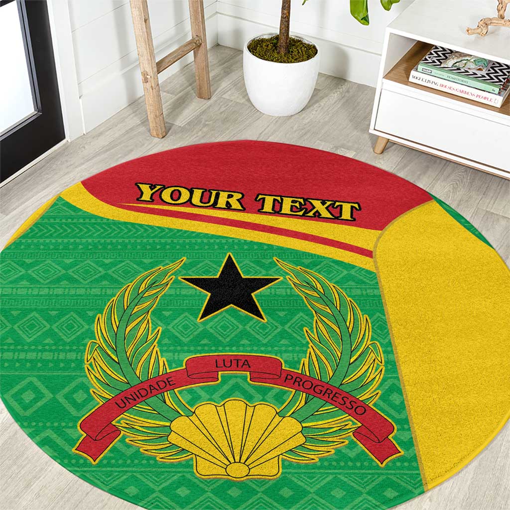 Personalised Guinea Bissau Round Carpet Coat Of Arms - African Pattern